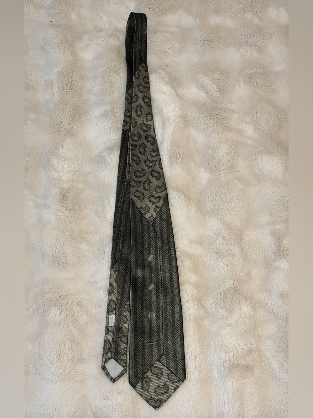 Moschino Black Paisley & Stripe Silk Tie